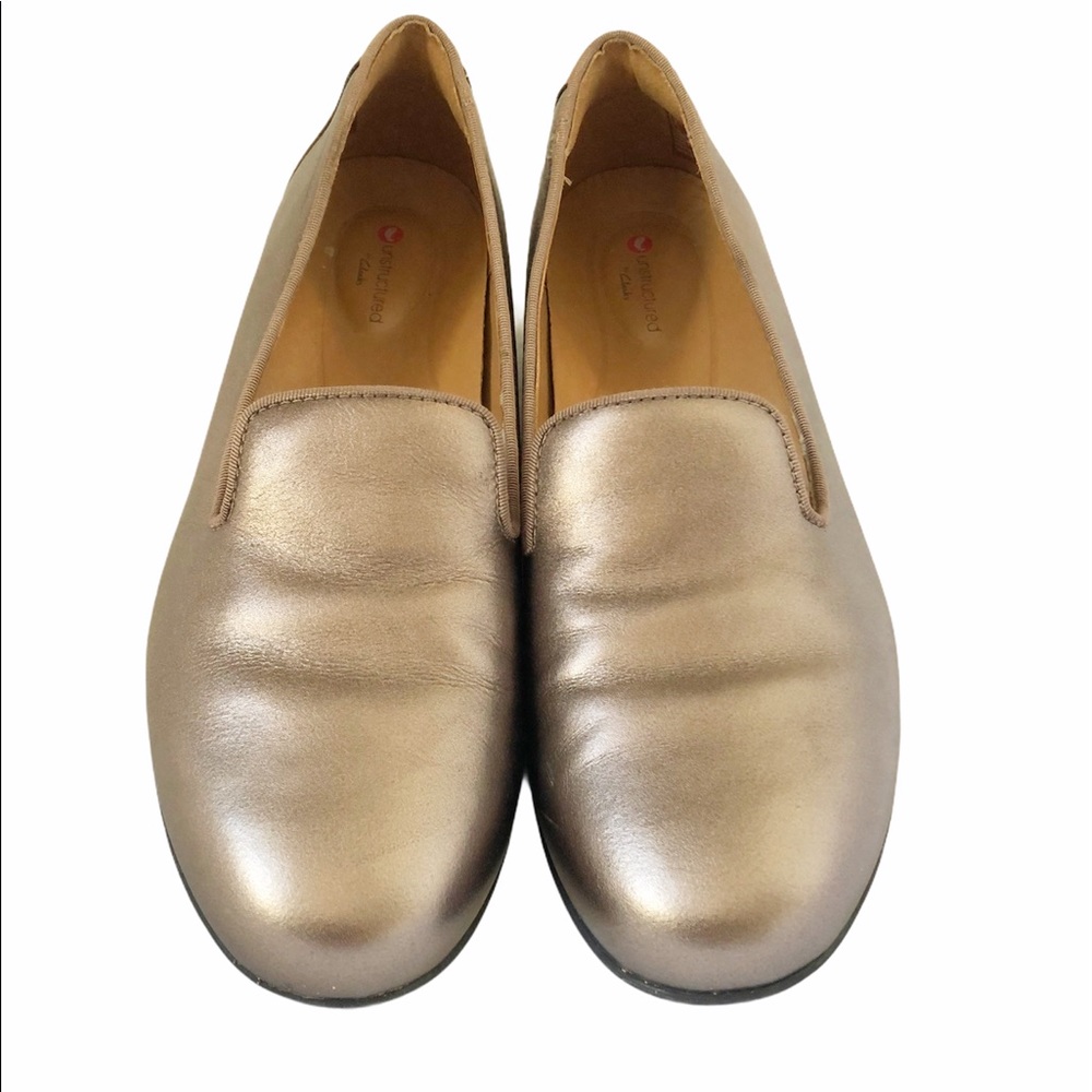 Like New Clark’s Unstructured Loafers Metallic 9